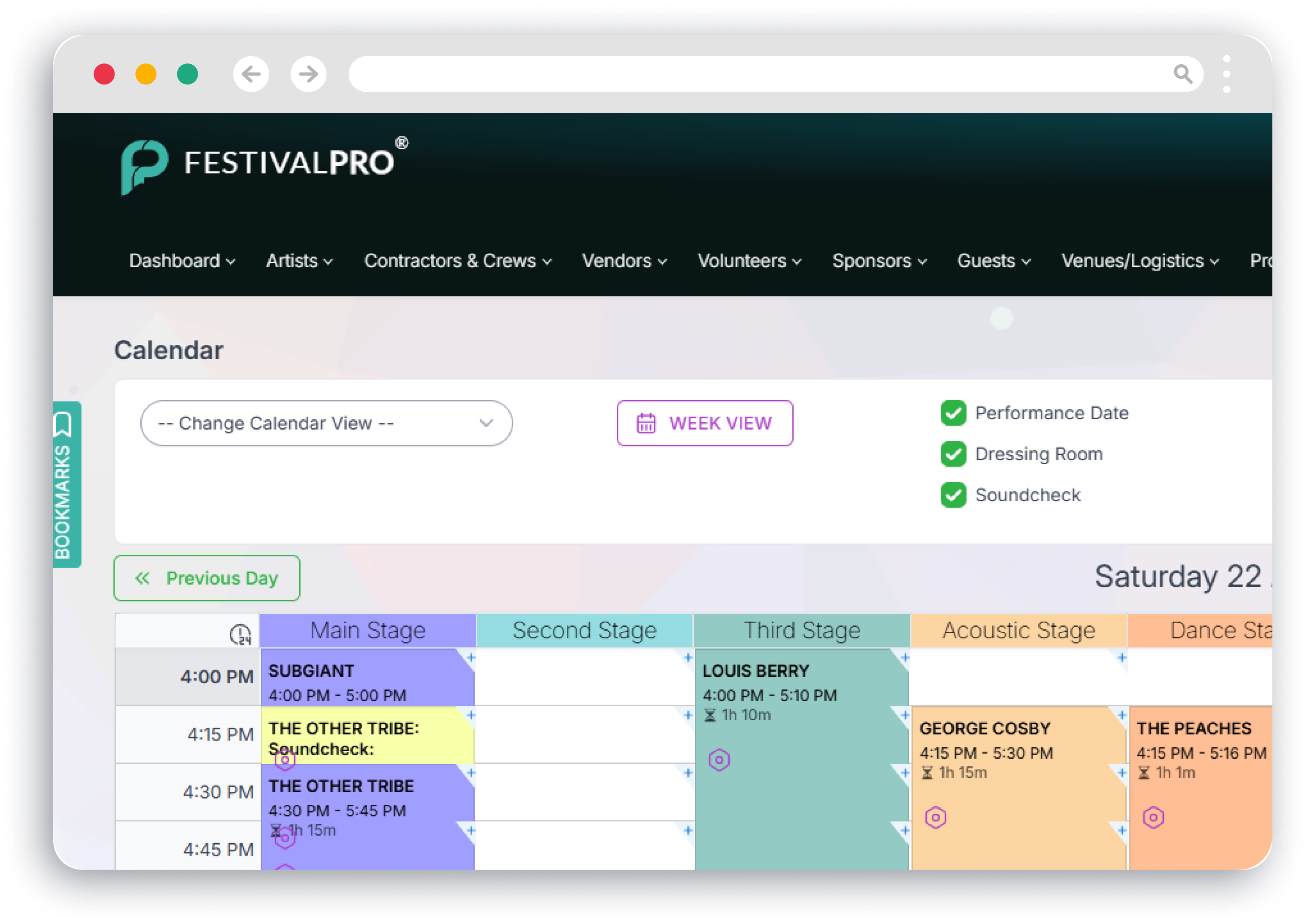 Stage & Performance Scheduling
