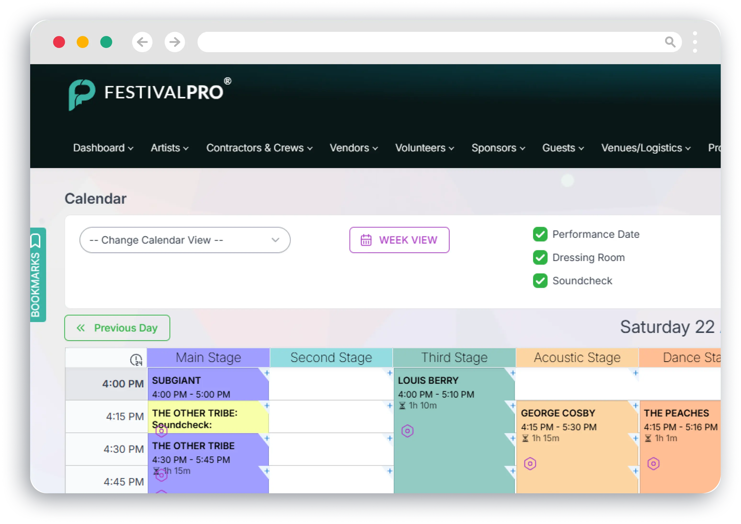 Stage & Performance Scheduling